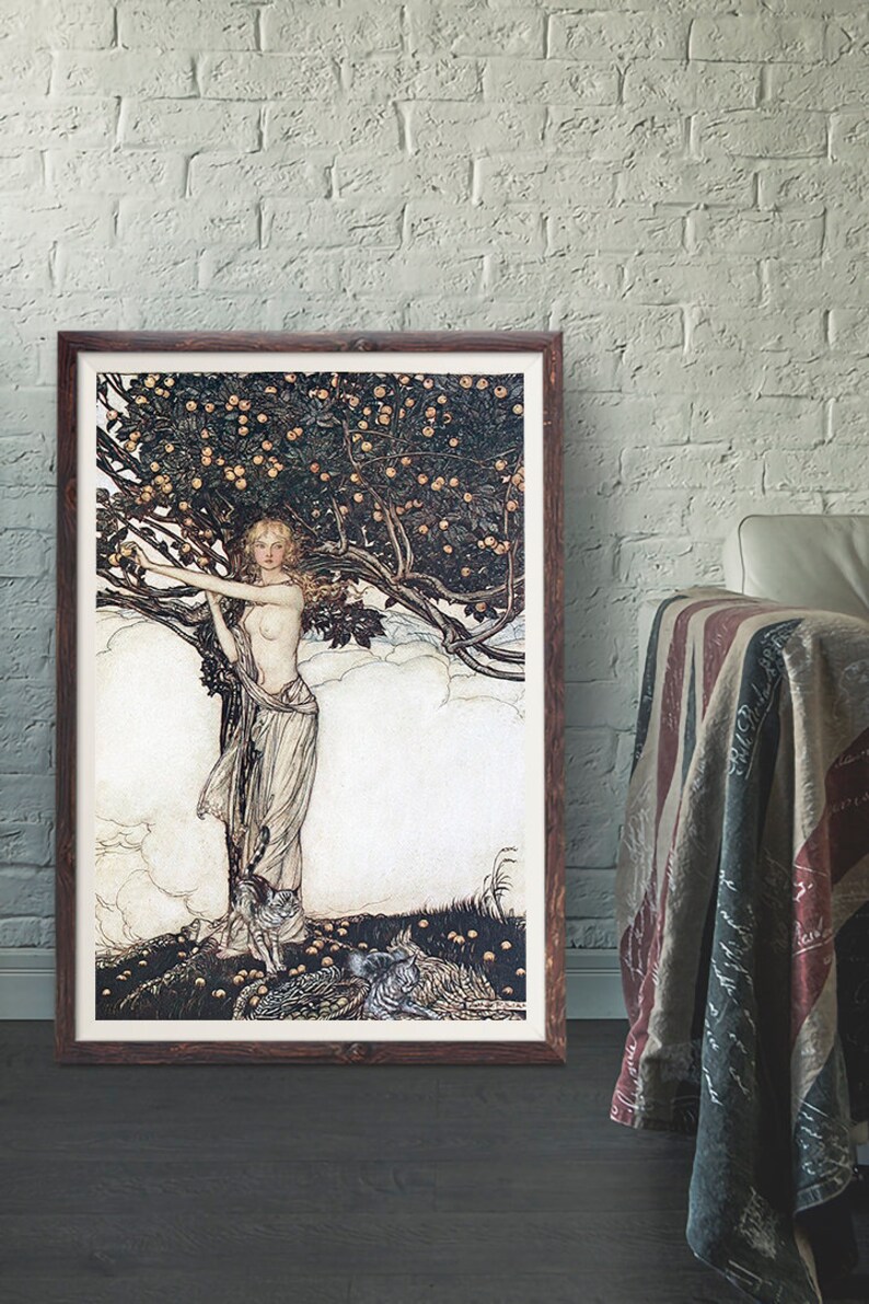 Arthur Rackham Freya Hygge Decor Art Print Norse Mythology Viking Illustration Vintage Nordic Artwork Wall Poster Painting -