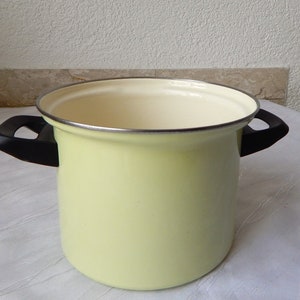 Vintage 50s enamel pot planter pastel colored flowerpot garden decoration shabby chic for planting water pot enamel pot