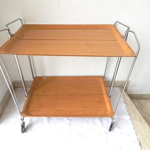Dinettte Vintage, lata 50., lata 60., składany wózek do serwowania, stolik boczny, pomoc w serwowaniu, stary wózek na herbatę, bar, składana taca etagere, rzadkość