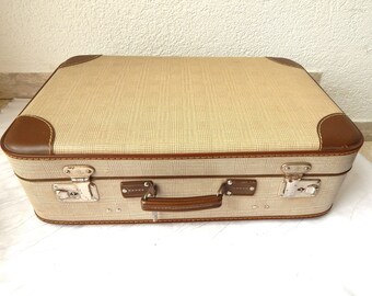 Valise verrouillable vintage ancienne valise de scène des années 1950 valise de rangement en cuir valise à maquillage vintage valise en bois pour enfants valise à vapeur