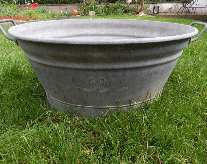 60 Liter Tin Tub Large Vintage Zinc Wash Tub Tub Flower Pot Etsy
