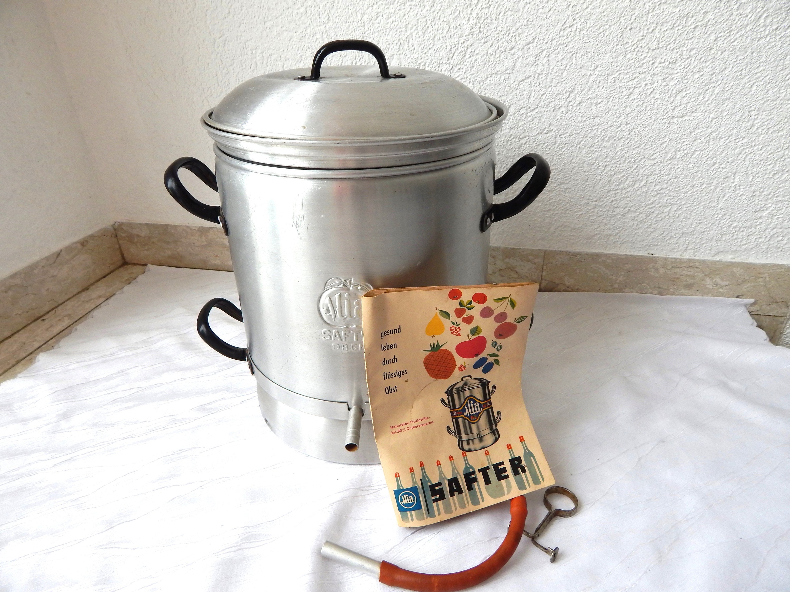 Entsafter Vintage alt Einkochtopf Wecktopf 1950er 1970er Einkocher Emailletopf Stellerisiertopf Blumentopf