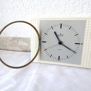Orologio da cucina vintage funzionale Junghans, orologio da parete grigio crema bianco, vecchia Germania anni &#39;80-&#39;60