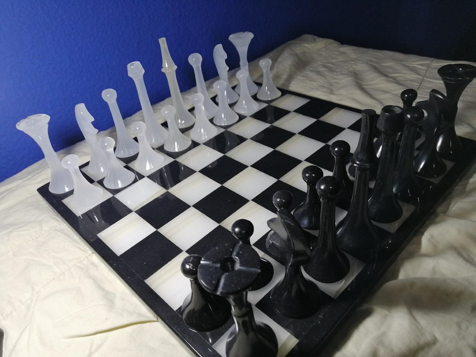 Hand Carved Onyx Chess Board Italian Chess Diferent Colors Etsy