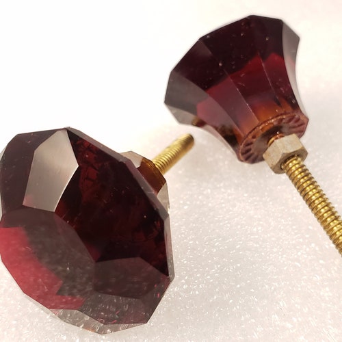 Dark Red-Amber Glass Pulls - Sets Knobs
