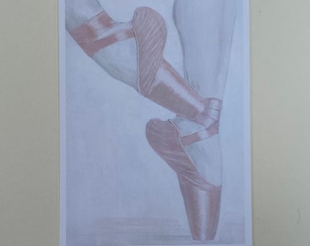 The Dancer, Ballet Shoes. Ballet Dancer. A5 Ballet Prints from  my paintings.Pink Shoes.Ballet Exams.