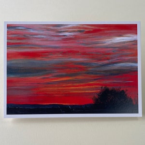 Tarjeta puesta del sol. Hermosas puestas de sol. Puesta de sol de Gales del Sur, Día de la Madre. Día de St Davids. Puestas de sol galesas. Impresiones de mis pinturas