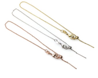 Adjustable Brass Cable Chain Bracelet with Pin End for Adding Beads, High Quality Plated Slider Clasp Blank Wholesale Jewelry Supplies