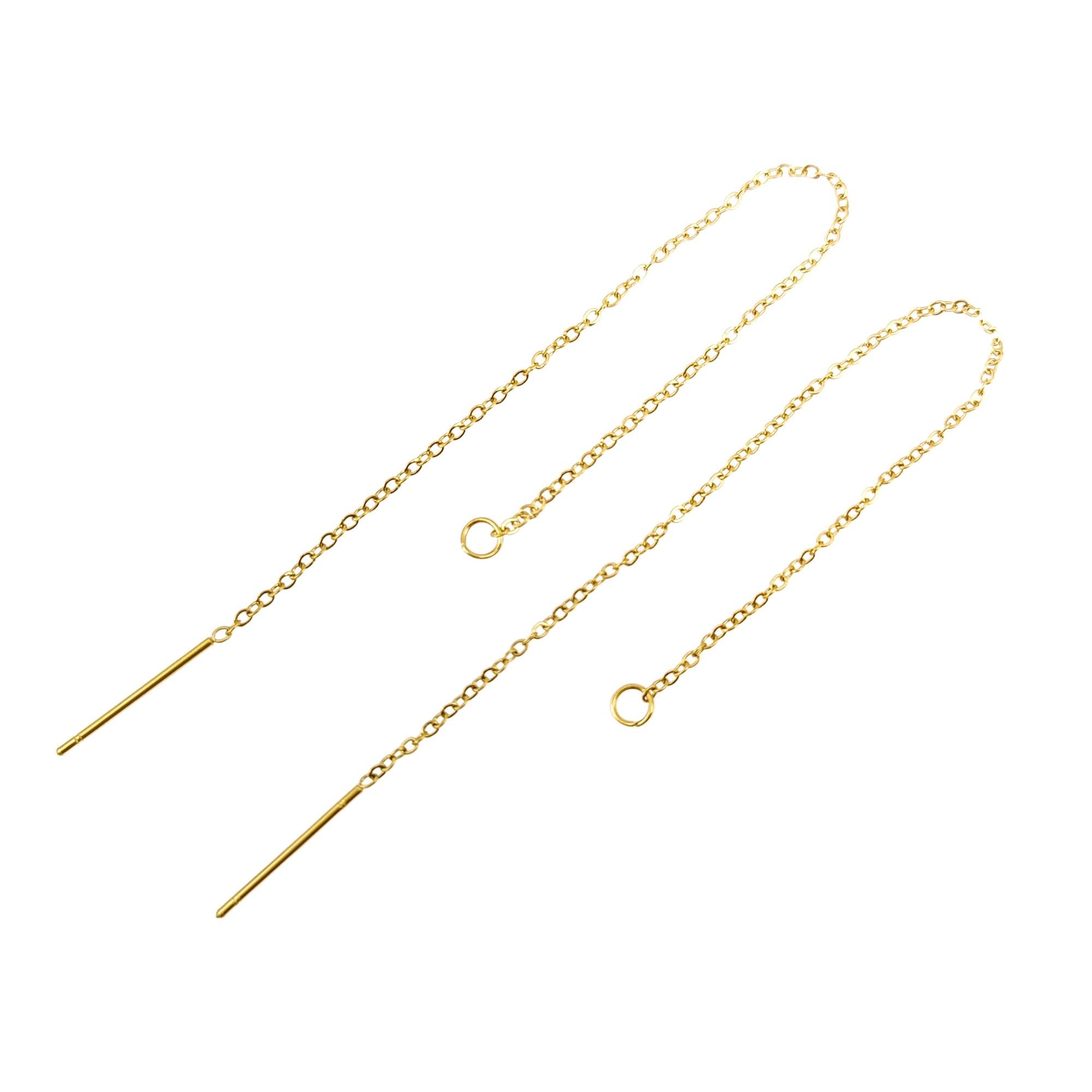 Stainless Steel Ear Thread O Link Dangle Chain Ear Threader Earrings ...