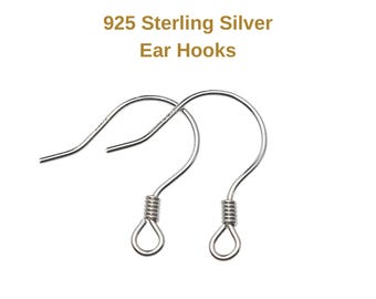 925 Sterling Silver Round Wire with Coil Earring Hook French Wire Earring Findings Hook Ear Wire Earrings Jewelry Making Earrings Style #5