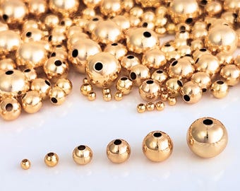 18K Gold Filled Round Brass Ball Bead Spacer Gold Beads Spacer for Bracelet Necklace Earrings Jewelry Making