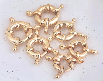 Sailor Clasp 18K Gold Filled Bolt Spring Clasp Carabiner Lock Connector Necklace Mariner Clasp Bold Double Loop Spring Necklace Clasp