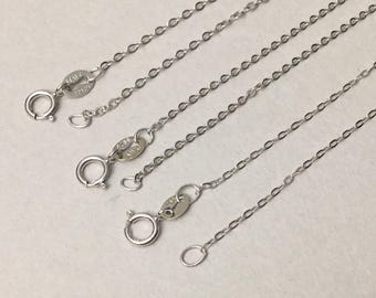 Solid 925 Sterling Silver Cable Chain Necklace for Pendants, Hypoallergenic Tarnish Resistant Cable Chain Wholesale DIY Jewelry Supplies