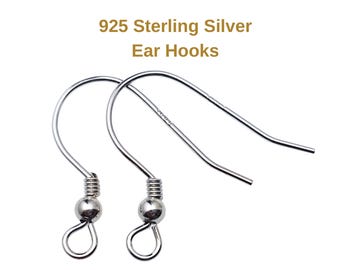 925 Sterling Silver Coil with Bead Earring Hook French Wire Earring Findings Hook Ear Wire Earrings Jewelry Making Earrings Style #1