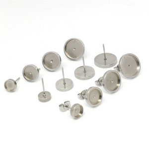 Earring Posts, Ear Nut Backs, 48 24 Pairs, 8 Mm Glueable Flat Pad, 316L  Stainless Steel SEE COUPON -  Finland