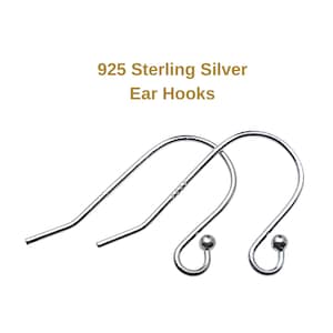 925 Sterling Silver Earring Hook French Wire with End Bead Earring Findings Hook Ear Wire Earrings Jewelry Making Earrings Style #3