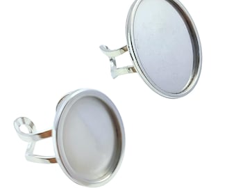 10 Stück Edelstahl Oval Dicker Rand Ring Lünette Einstellung Rohlinge DIY Einstellbar Fingerring Basis Cabochon Schmuckzubehör 13 x 18 mm / 18 x 25 mm