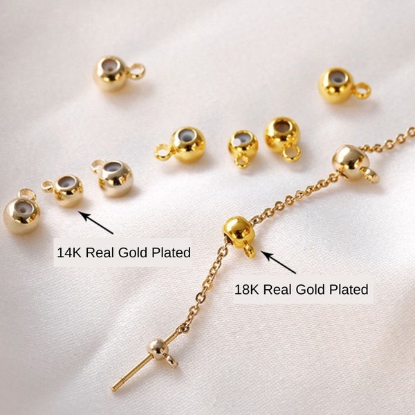 Bulk 50pcs Brass Slider Stopper Clasp Bead Findings For Adjustable Function on Dainty Necklace Bracelet and Connecting Charm 4 Sizes options