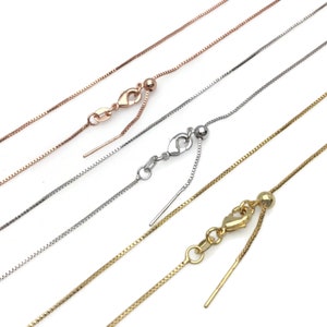 Bulk Brass Slider Stopper Bead Pin end Adjustable Dainty Box Chain Blank Necklace Slider Clasp Length Options 18/20 in for DIY Craft