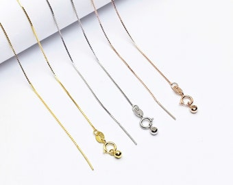 Solid 925 Sterling Silver Adjustable Box Chain Necklace with Pin End for Adding Beads, Tarnish Resistant Slider Chain Wholesale