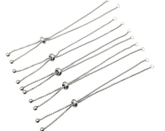 Bulk Stainless Steel Adjustable Bolo Bracelet for Jewelry Making, 1.8mm Waterproof Slider Box Chain Semi Finished Wholesale Supply