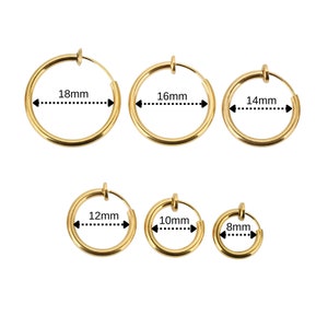 10pcs Stainless Steel No Pierce Earrings, Clip on Earrings for Men and Women, Hoop Earrings, Hypoallergenic Earrings image 5