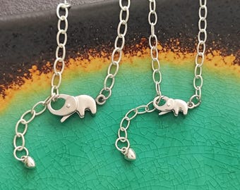Sterling Silber Entzückende Elefant Push in Spring Verschluss Oval Kette Armband Karabinerverschluss Armband Geschenk für Sie 20 cm lang