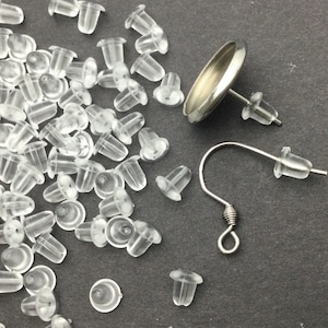 1000個 シリコンイヤリングバック ソフトクリアプラスチック 安全イヤリングパッド 弾丸型 クラッチストッパーロック イヤリングスタッド フレンチワイヤー 4.5 mm