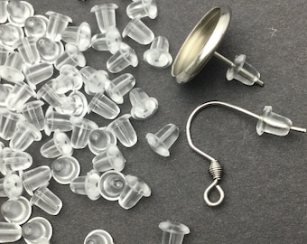 1000 pcs Silicone Earring Backs Soft Clear Plastic Safety Earring Pads Bullet Shape Clutch Stopper locking Ear studs French wire 4.5mm