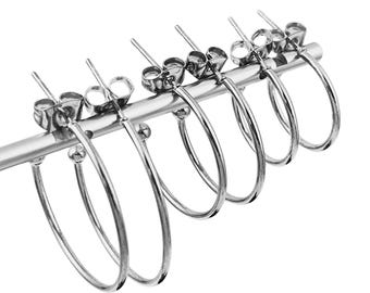 10pcs 15/20/25mm Stainless Steel Hoop C Shape Ball End Earrings Classic Earrings Lightweight Hoop Earrings With Backs DIY