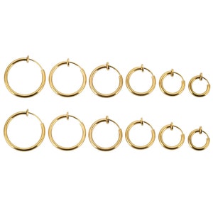 10pcs Stainless Steel No Pierce Earrings, Clip on Earrings for Men and Women, Hoop Earrings, Hypoallergenic Earrings image 3
