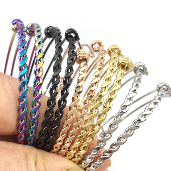 Budget version Stainless Steel Adjustable Flated Braided Twisted Bangle Bracelet Stable Bracelet 60mm 65mm