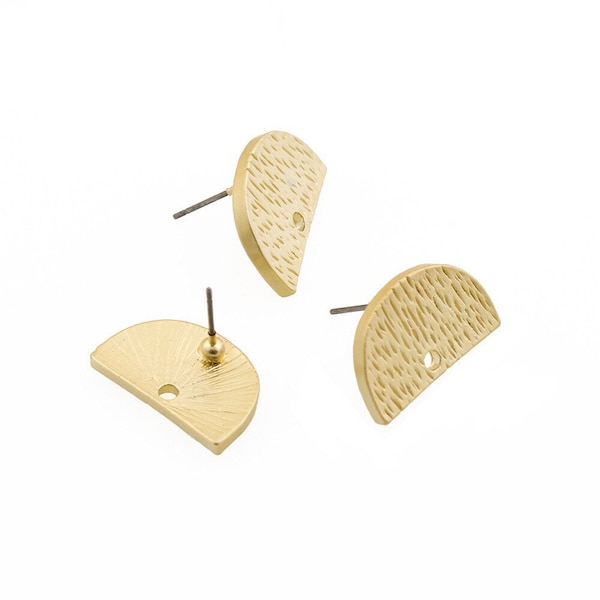 20pcs Matt Gold Plated Half Circle Shape Earrings Stud Earrings Post Connectors Jewelry Findings Making