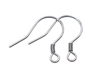 925 Sterling Silver Flat wire with Coil Earring Hook French Wire Earring Findings Hook Ear Wire Earrings Jewelry Making Earrings Style #2
