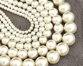 Glas Perle Perlen, creme weiß 3 mm 4 mm 6 mm 8 mm 10 mm 12 mm von Strand Schmuck machen Zubehör Halskette, Armband, Ohrringe