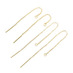 May include: Four gold chain earring extenders with jump rings. Each extender is a different length.