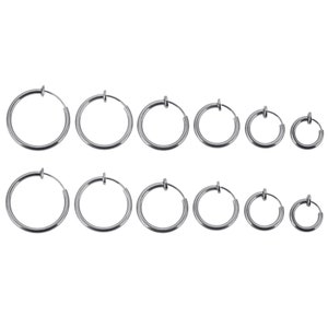 10pcs Stainless Steel No Pierce Earrings, Clip on Earrings for Men and Women, Hoop Earrings, Hypoallergenic Earrings image 4