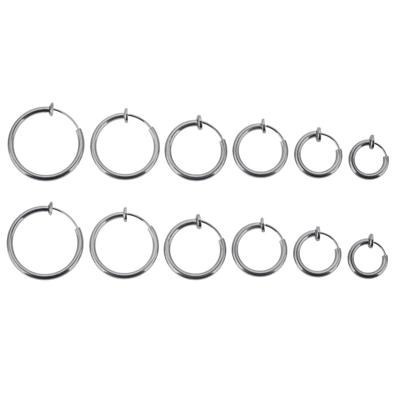 10pcs Stainless Steel No Pierce Earrings, Clip on Earrings for Men and Women, Hoop Earrings, Hypoallergenic Earrings image 4