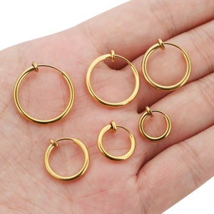 10pcs Stainless Steel No Pierce Earrings, Clip on Earrings for Men and Women, Hoop Earrings, Hypoallergenic Earrings image 2