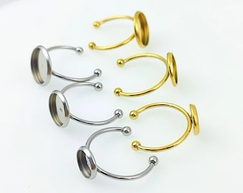 Edelstahl Bezel Ring Rohlinge, DIY Schmuckzubehör (8 mm-12 mm)