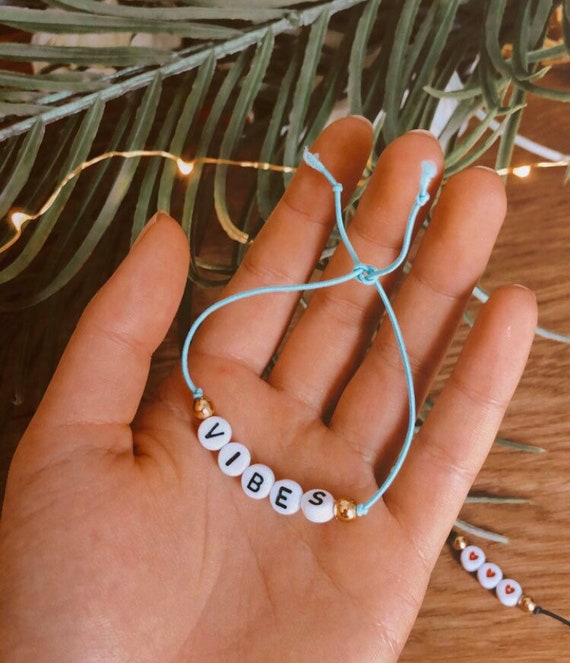 Custom Beaded Letter Name Friendship Bracelet Minimalistic Elastic