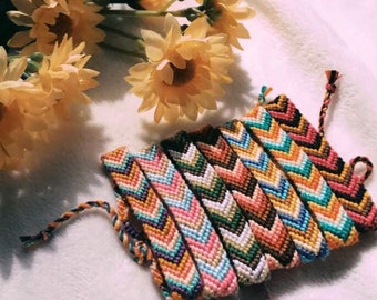 Packs de bracelets d'amitié noués à chevrons sur le thème de la nature ~ bijoux VSCO minimalistes boho colorés tressés tissés