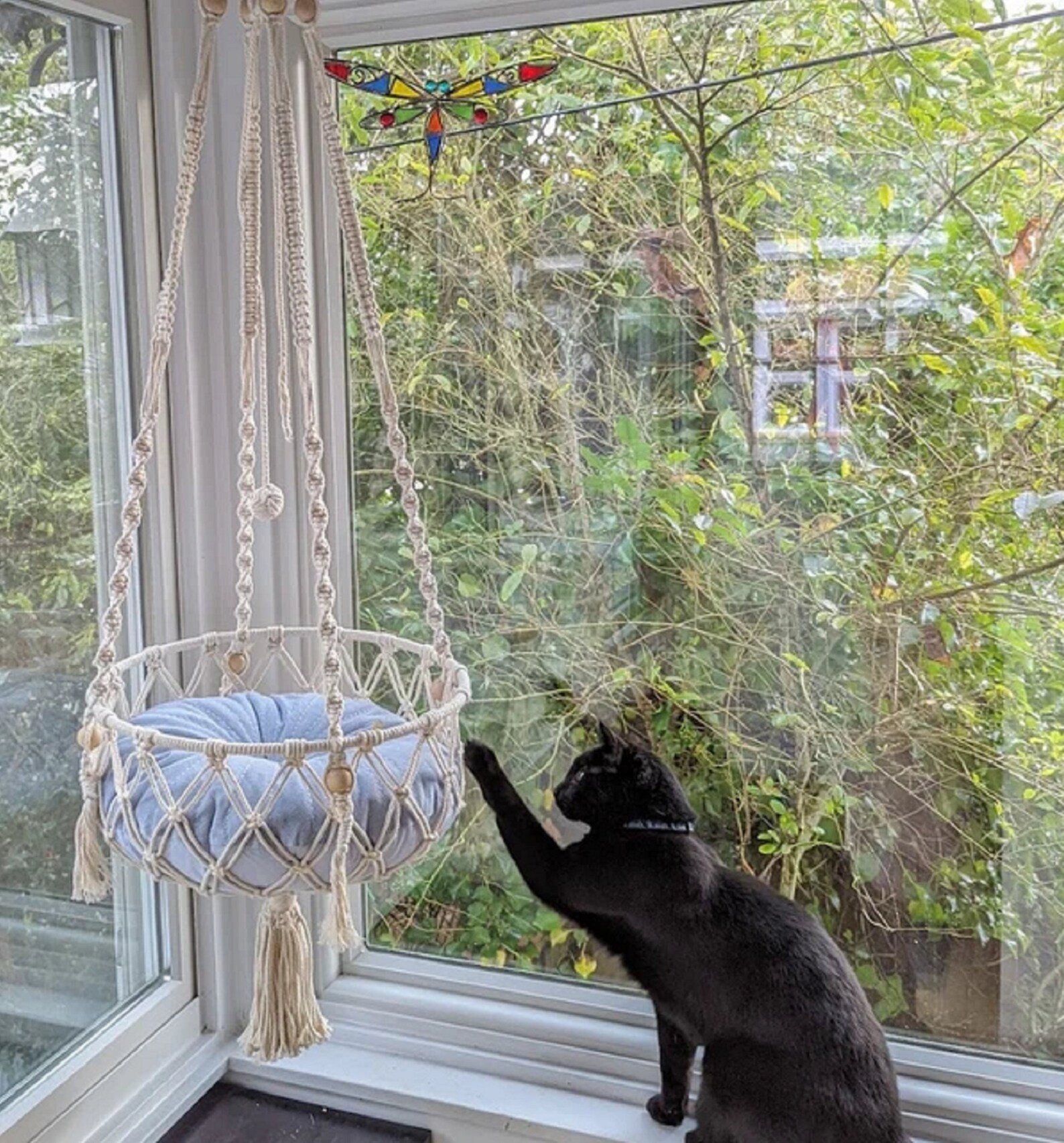 Macrame Cat Bed/swing Floating Cat Bed Hammock Cat Bed Etsy