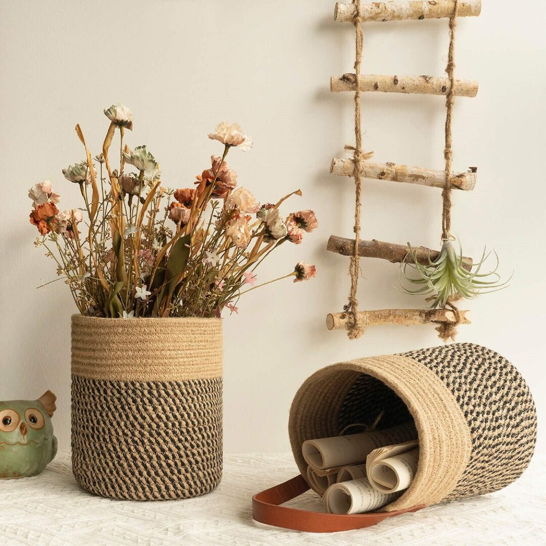 Pack of 2 Jute Rope Plant Basket Jute Wall Hanging Storage Etsy
