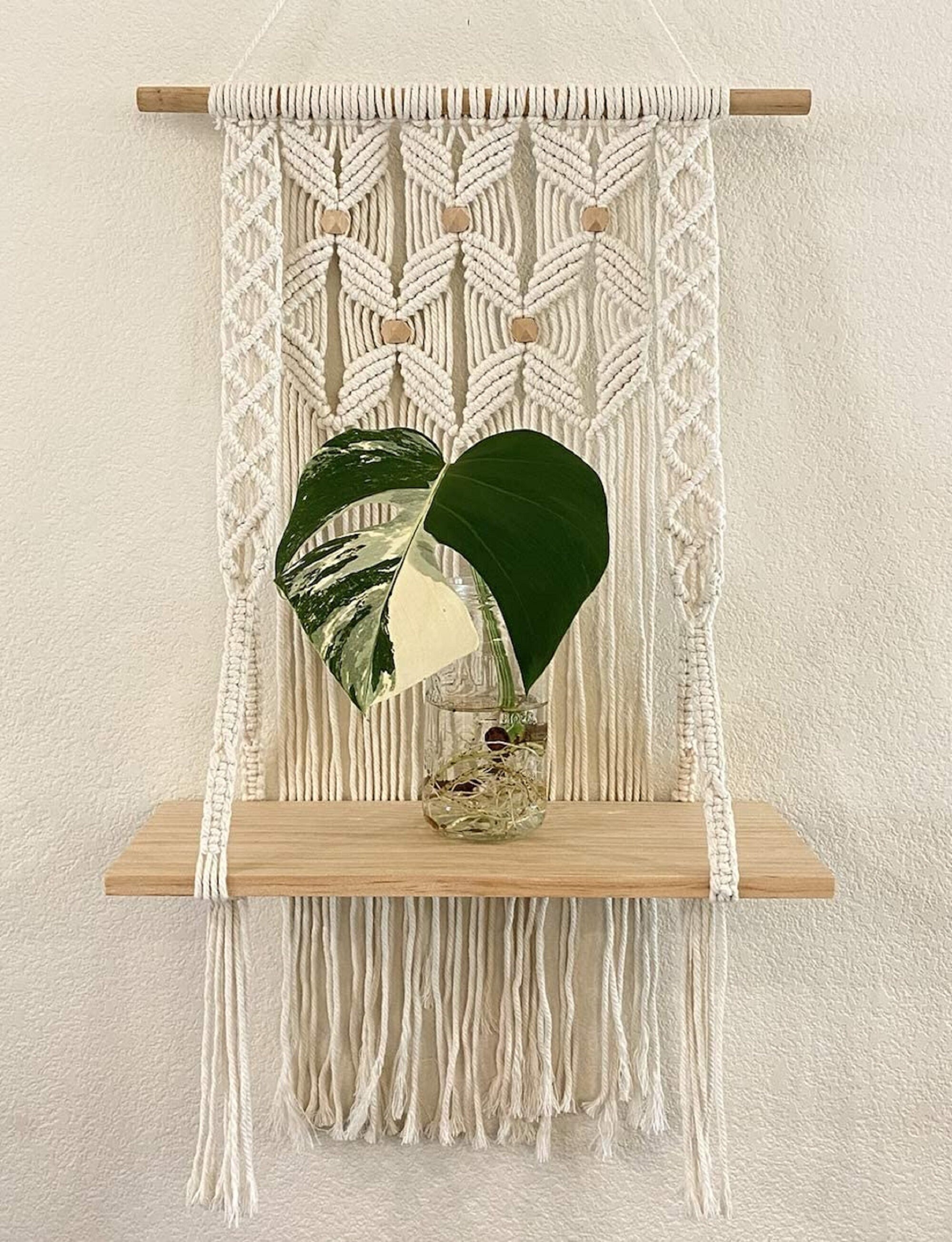 Floating Macrame Shelf Wall Hanging Shelf Furniture Supplies Etsy