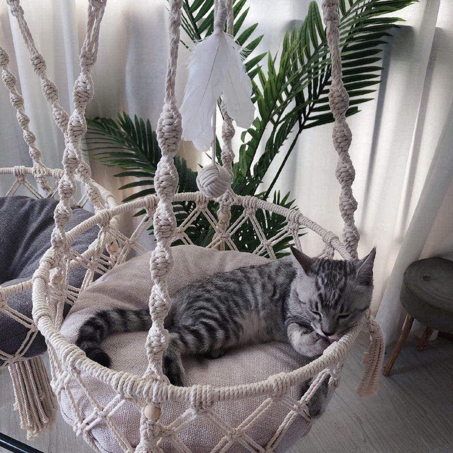 macramé hamac chat