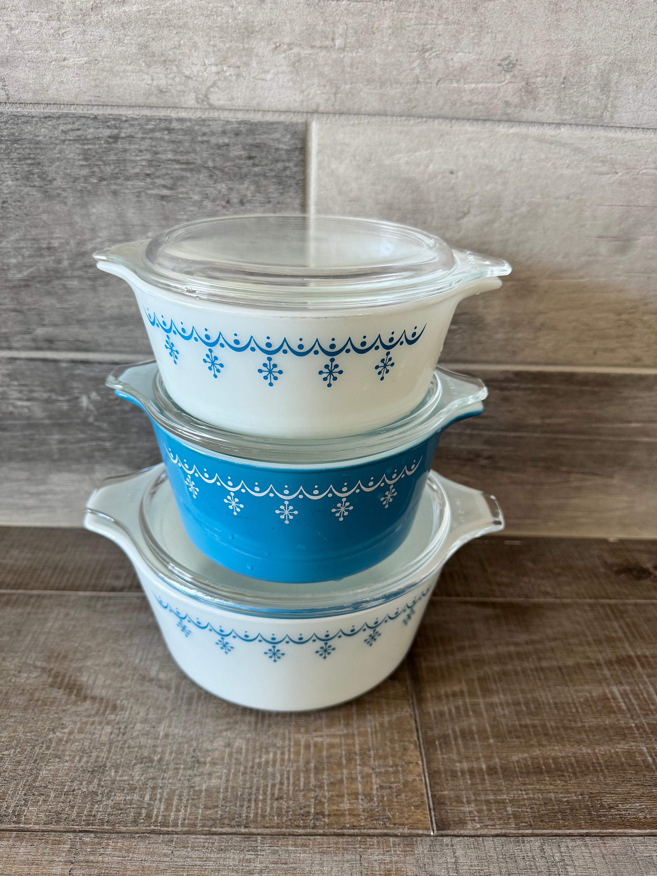 PYREX オールドパイレックス　キャセロール　 スノーフレーク　3点セット ヴィンテージ パイレックス スノーフレーク ガーランド キャセロール