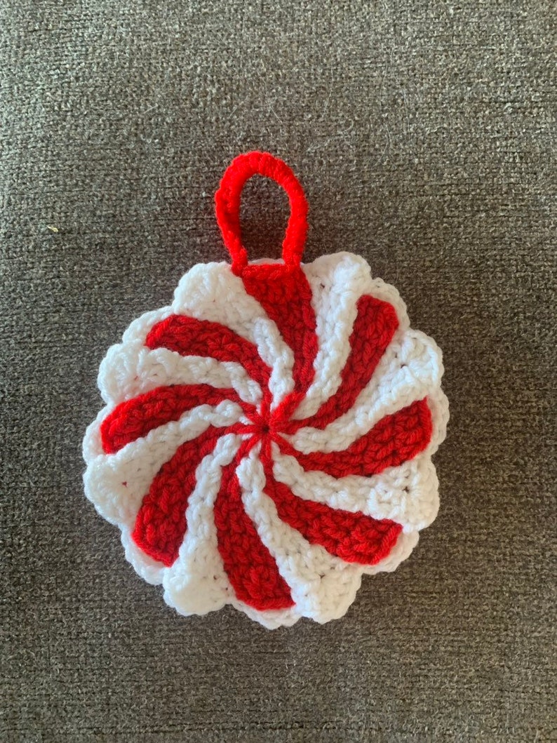 Crochet Peppermint Coasters Christmas Pattern Set of 3. - Etsy