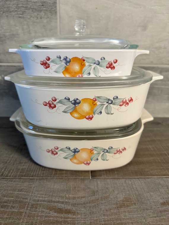 Vintage Corning Ware Abundance 3 Casserole Dish With Lid 10x8x3 2 9x7x2 6pcs Etsy