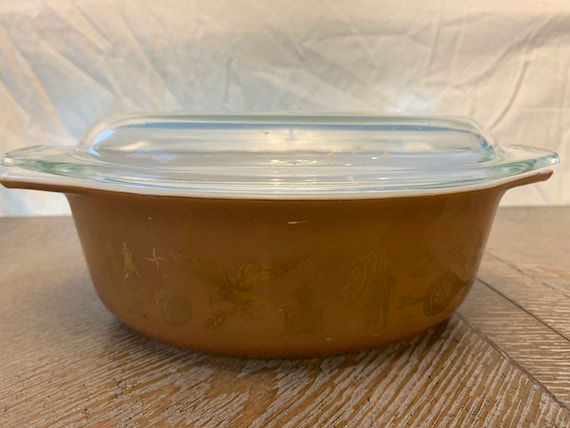 Pyrex Casserole Dish With Lid Early American Brown 1/2 Quart 043